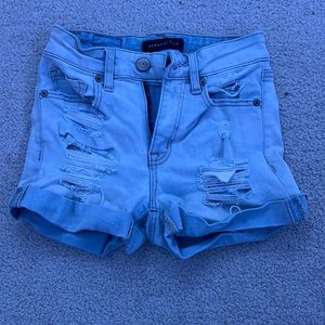 Light blue Aeropostale high rise jean shorts, size 00